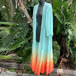 torrid ruffled ombré rainbow, bohemian duster or swim cover-up